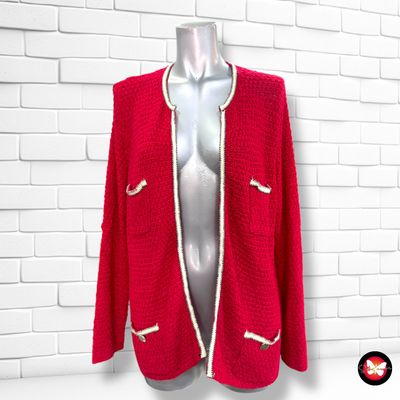**HOY** Chaqueta de punto con ribetes SFERA COLLECTION color Rojo y beige Talla L