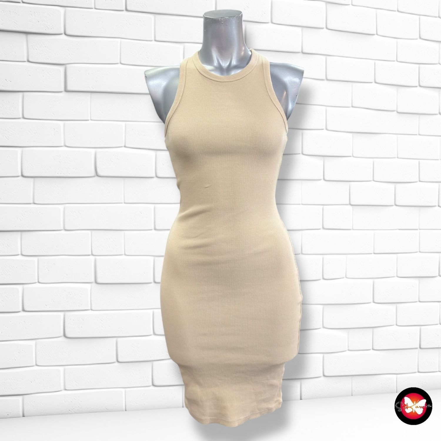 **HOY** Vestido canalé FB SISTER color Beige Talla S