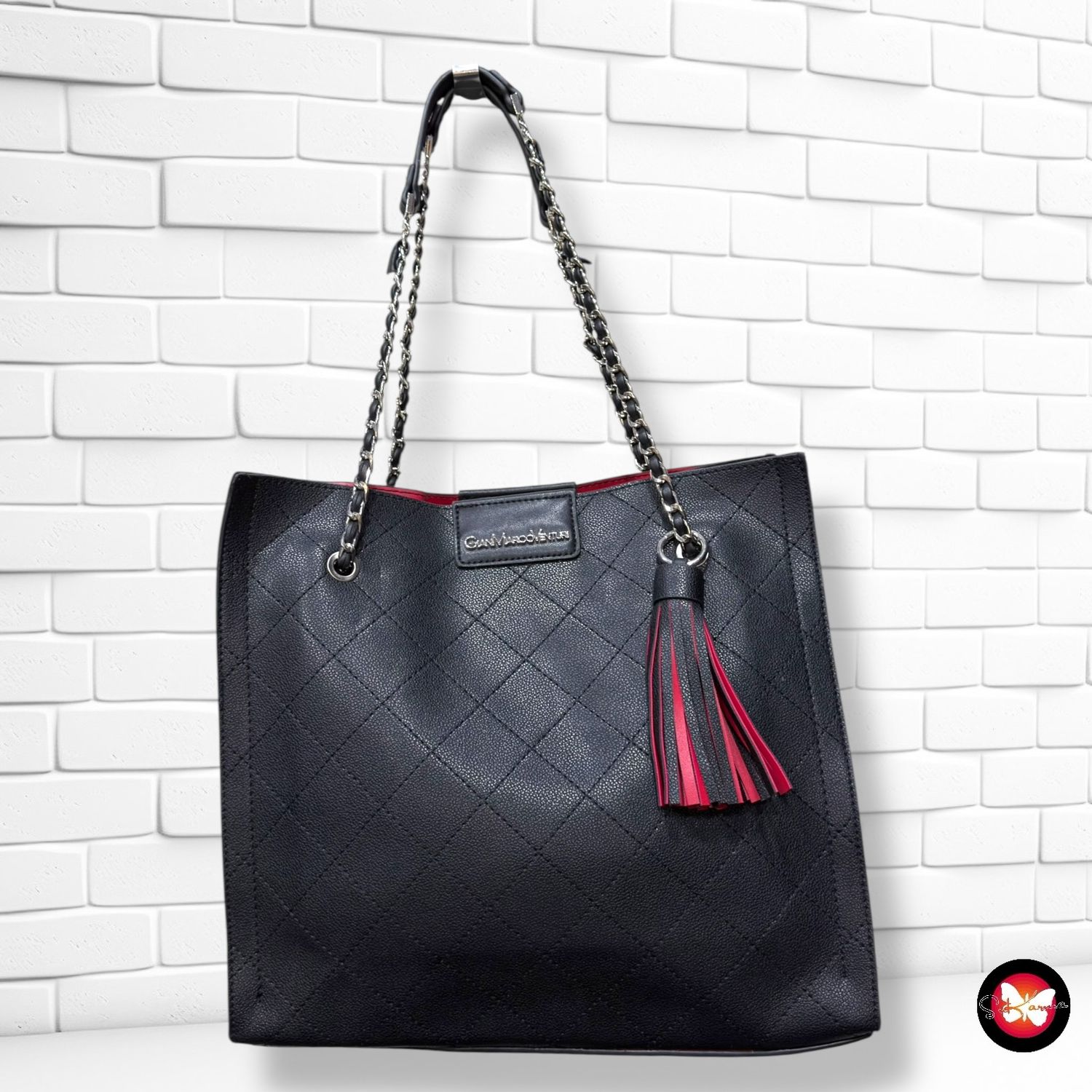 **HOY** Bolso de hombro de piel sintética GIANMARCO VENTURI color Negro y rojo Talla GRANDE