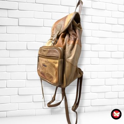 **HOY** Mochila de parches de piel  color Camel Talla PEQUEÑO