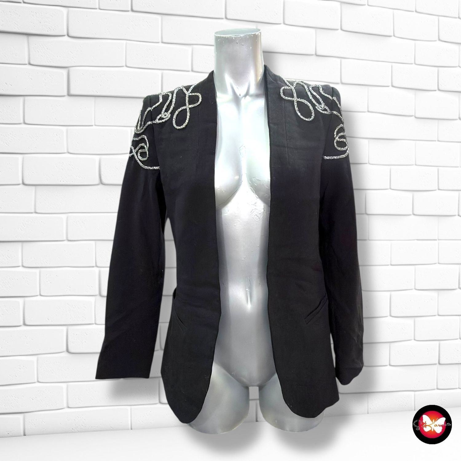 **HOY** Blazer con apliques de brillo H&amp;M color Negro Talla 34