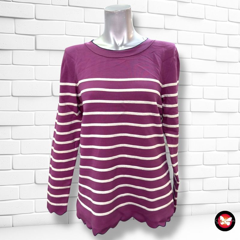 **HOY** Jersey de manga larga de rayitas con lurex  color Morado y dorado Talla M