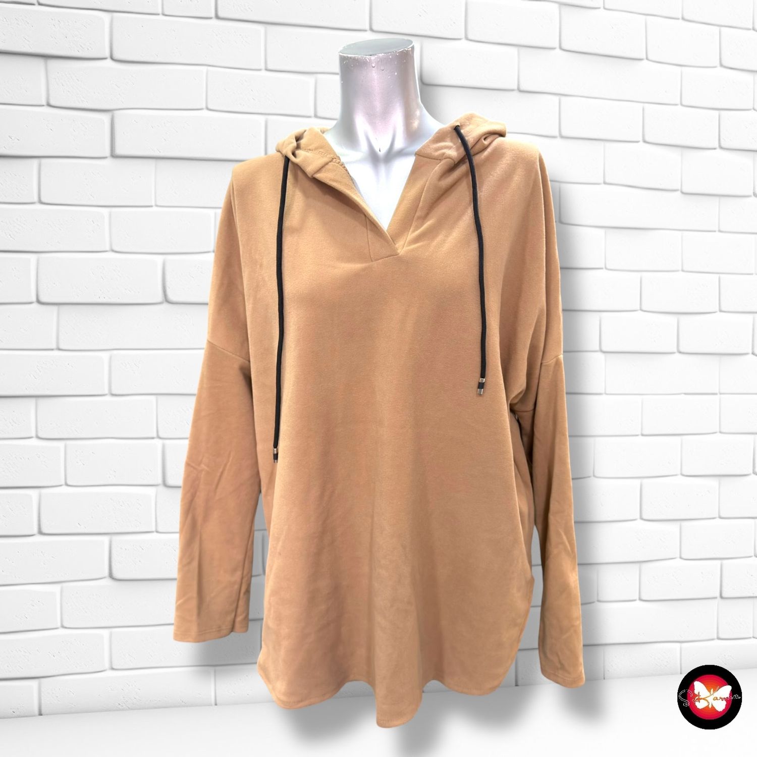 **HOY** Sudadera afelpada con capucha  color Camel Talla ÚNICA
