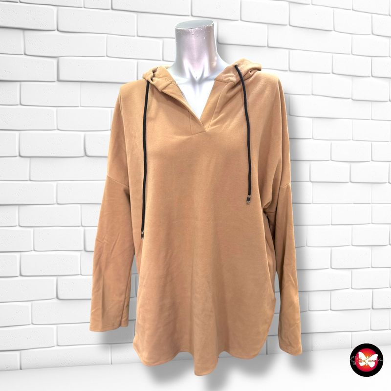**HOY** Sudadera afelpada con capucha  color Camel Talla ÚNICA