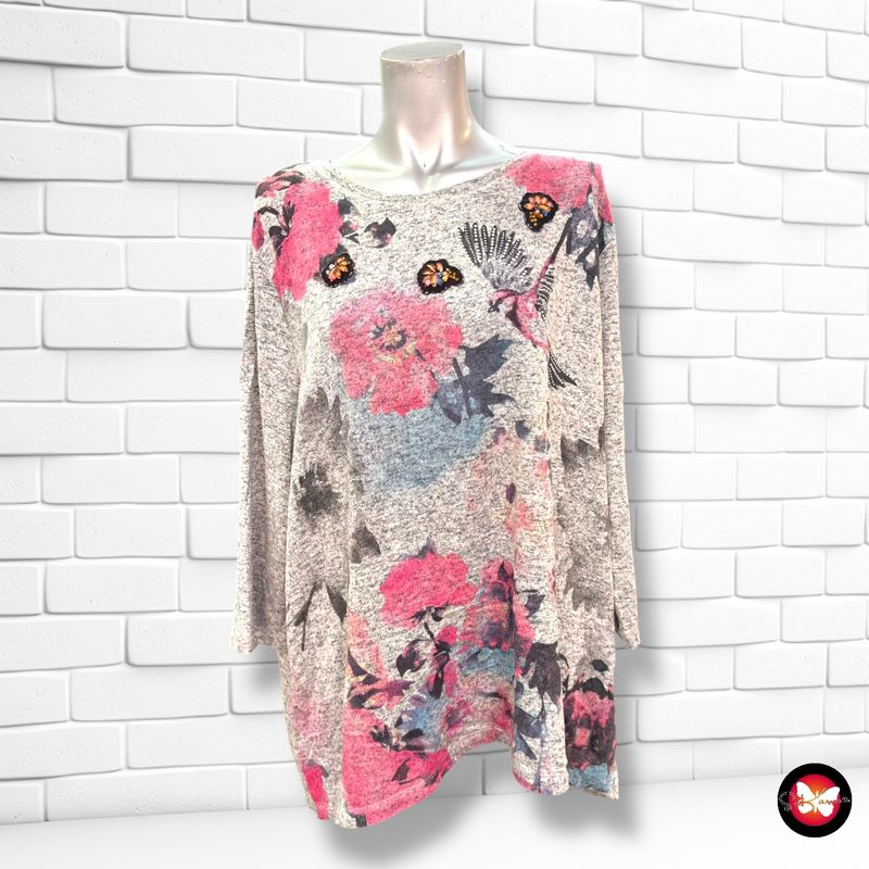 **HOY** Jersey de media manga con estampado y brillos  CANDA color Gris Talla XL