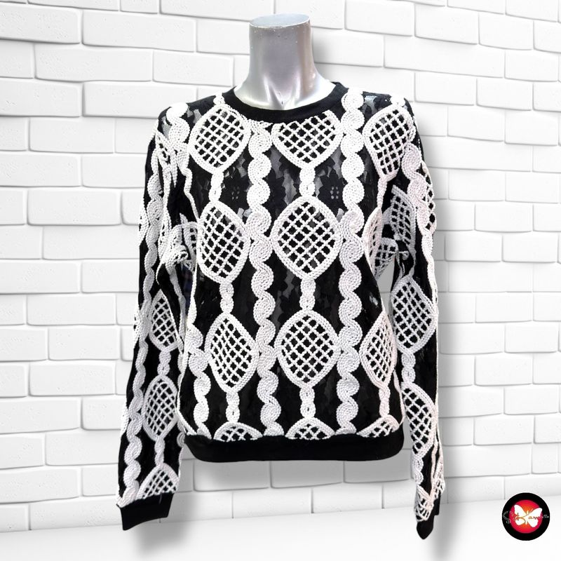 **HOY** Sudadera de encaje RESERVED color Negro y blanco Talla L