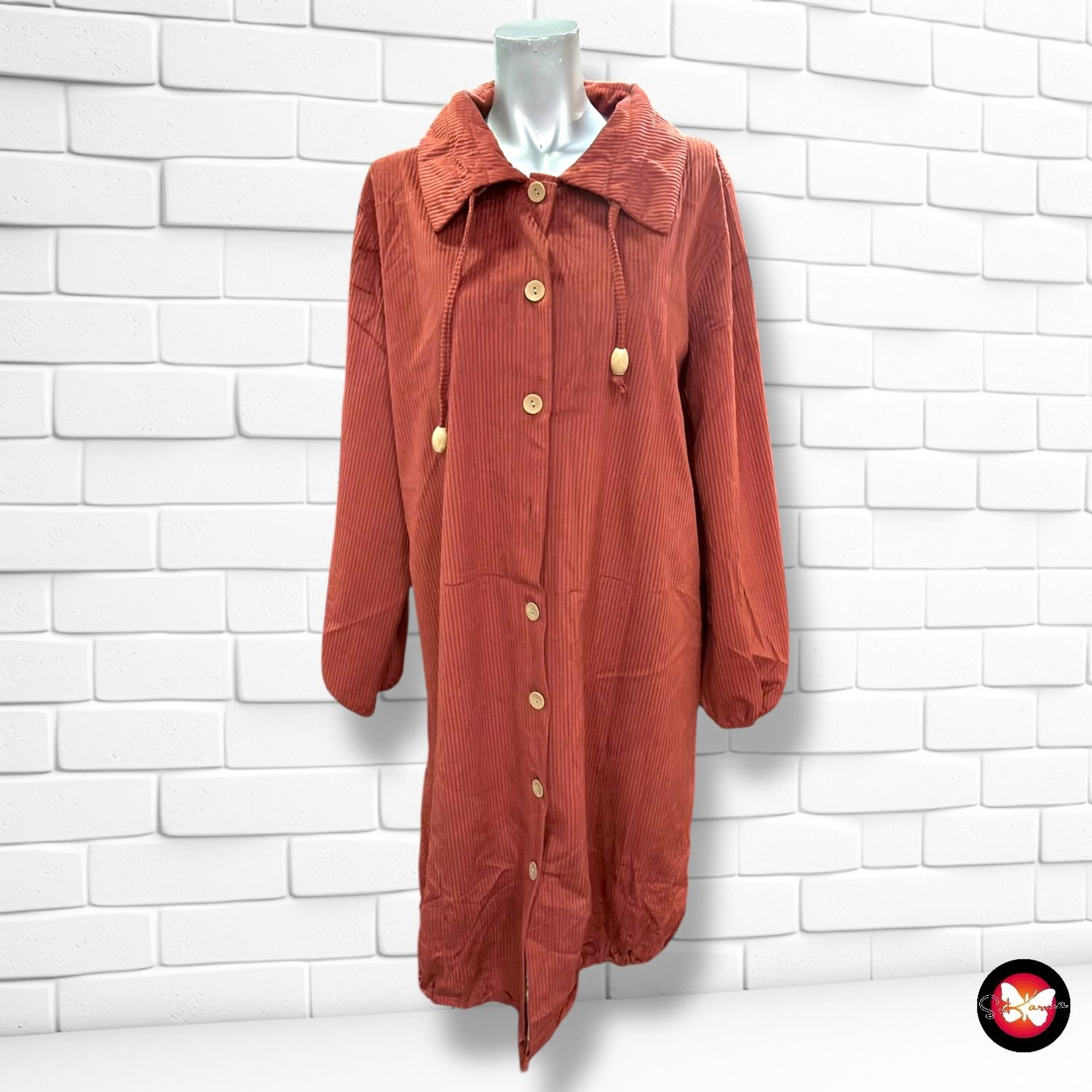 **HOY** Vestido camisero de pana  color Teja Talla 48