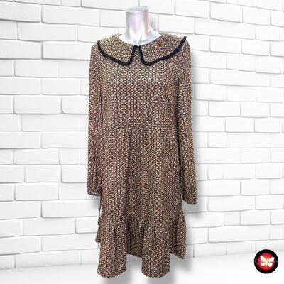 **HOY** Vestido cuello babero DÁNDARA color Negro y camel Talla M