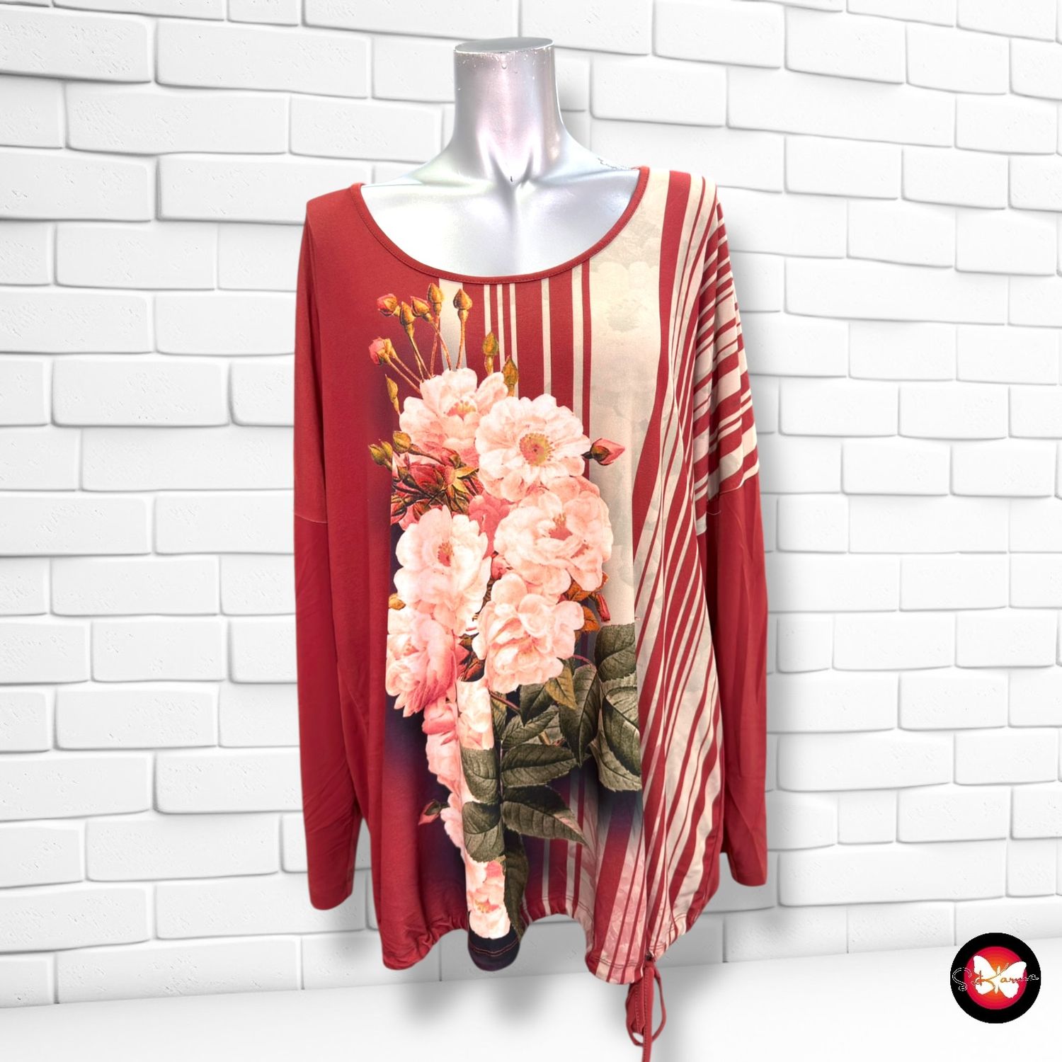 Blusa de manga larga con cordón NO SECRET color Teja Talla 42 (grande)