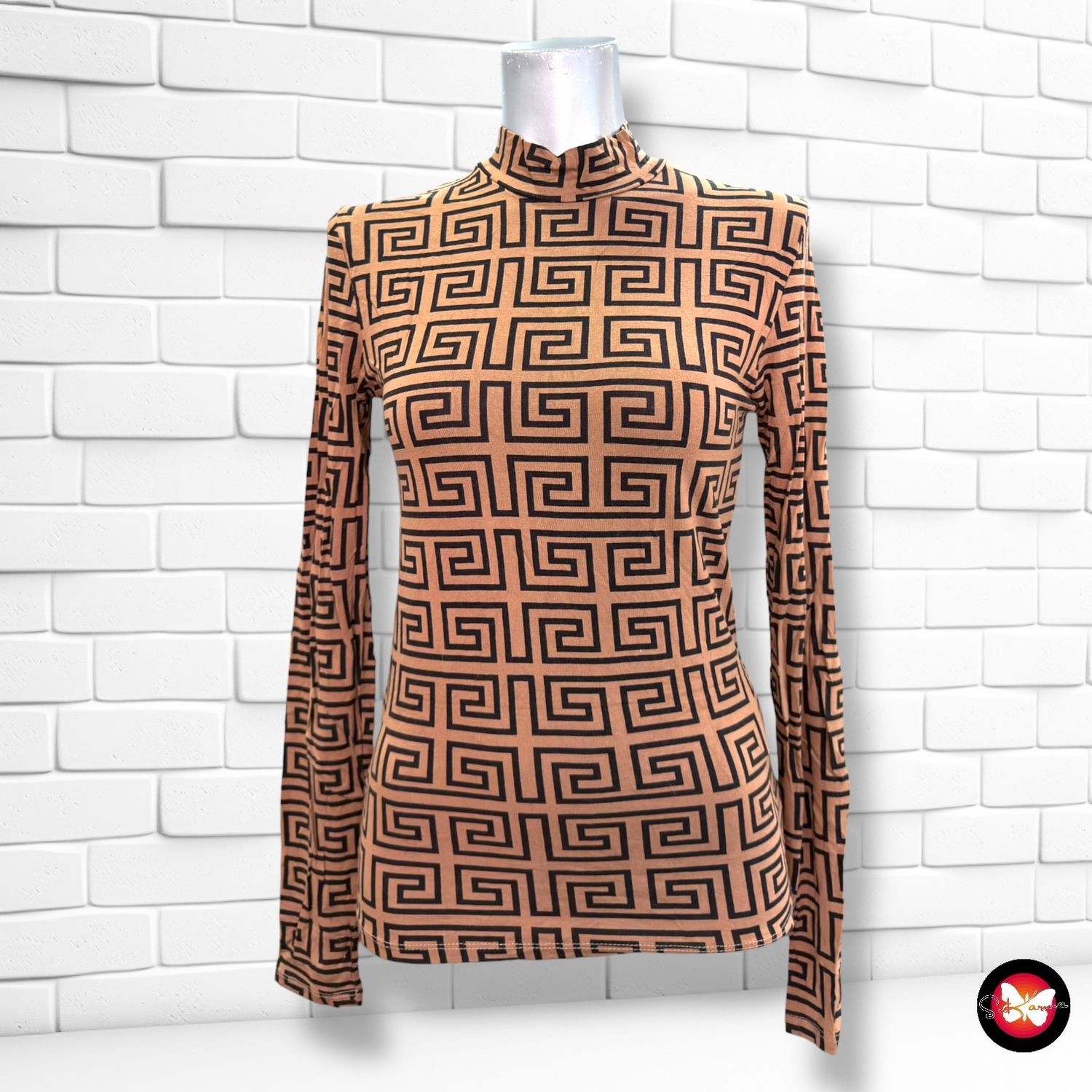 **HOY** Camiseta de manga larga y cuello alto AMISU color Marrón y negro Talla S