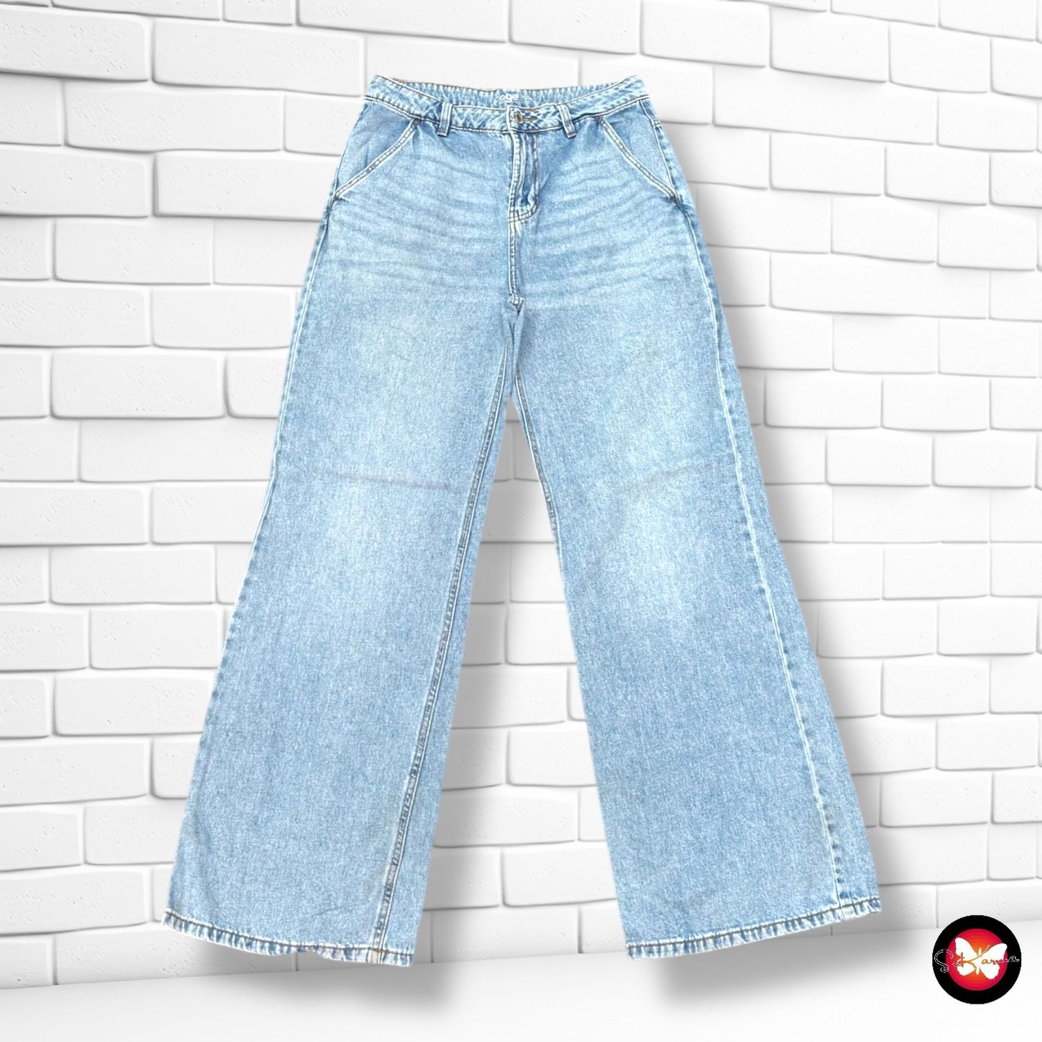 **HOY** Pantalón ancho de pierna PAGE ONE color Azul vaquero Talla 38  (grande)