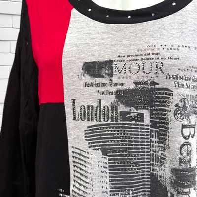 **HOY** Camiseta de media manga CANDA color Negro, gris y rojo Talla M