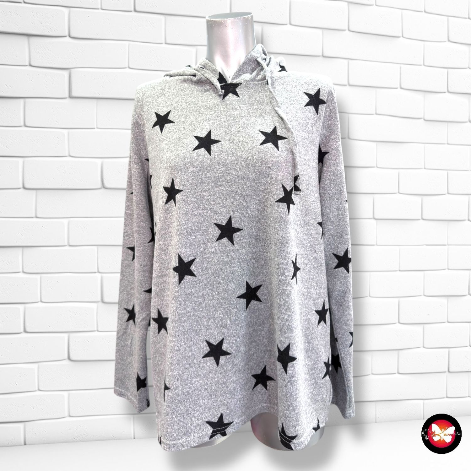 **HOY** Jersey con capucha y estrellas JANINA color Gris y negro Talla 42