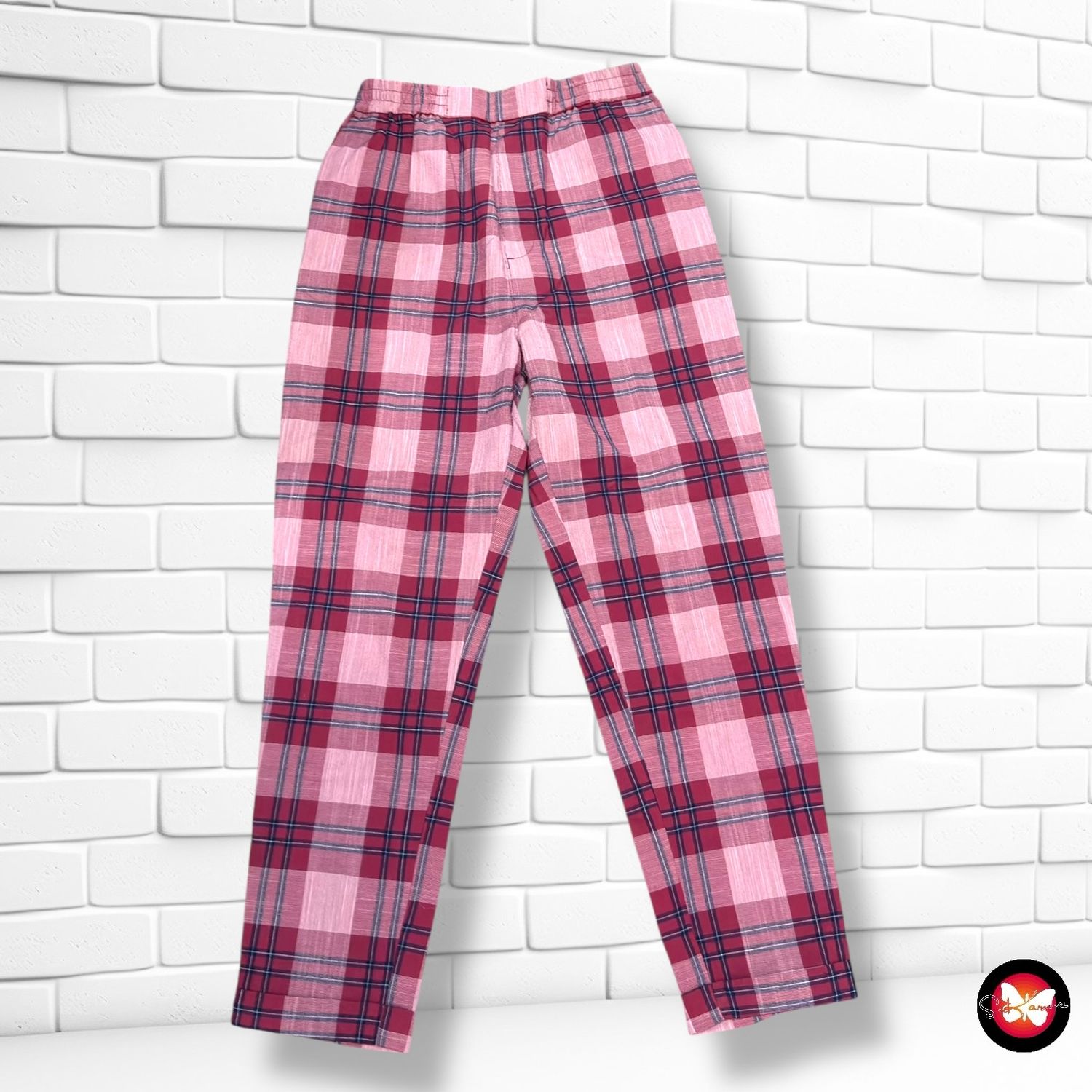 **HOY** Pantalón jogger de cuadros PULL&amp;BEAR color Granate Talla M