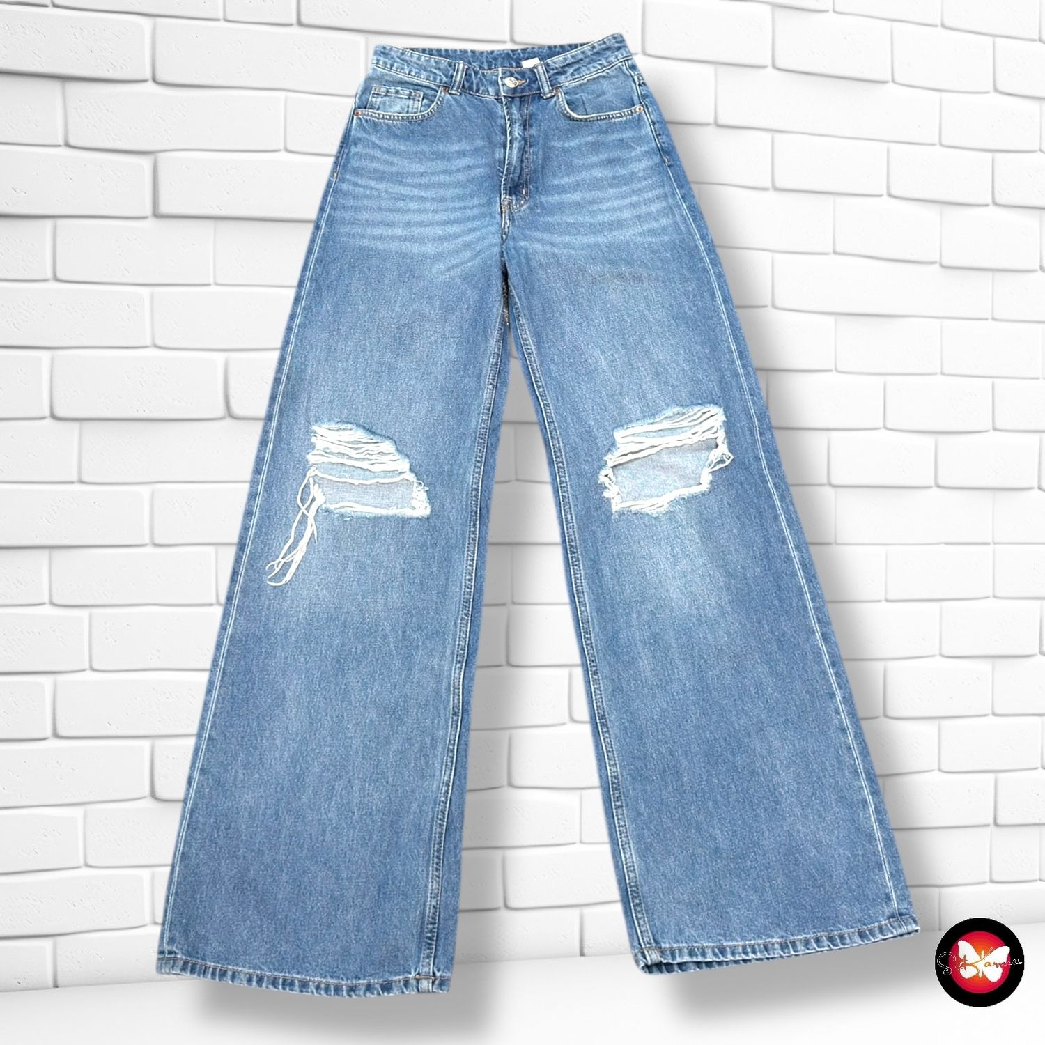 **HOY** Pantalón ancho de pierna DIVIDED color Azul vaquero Talla 36