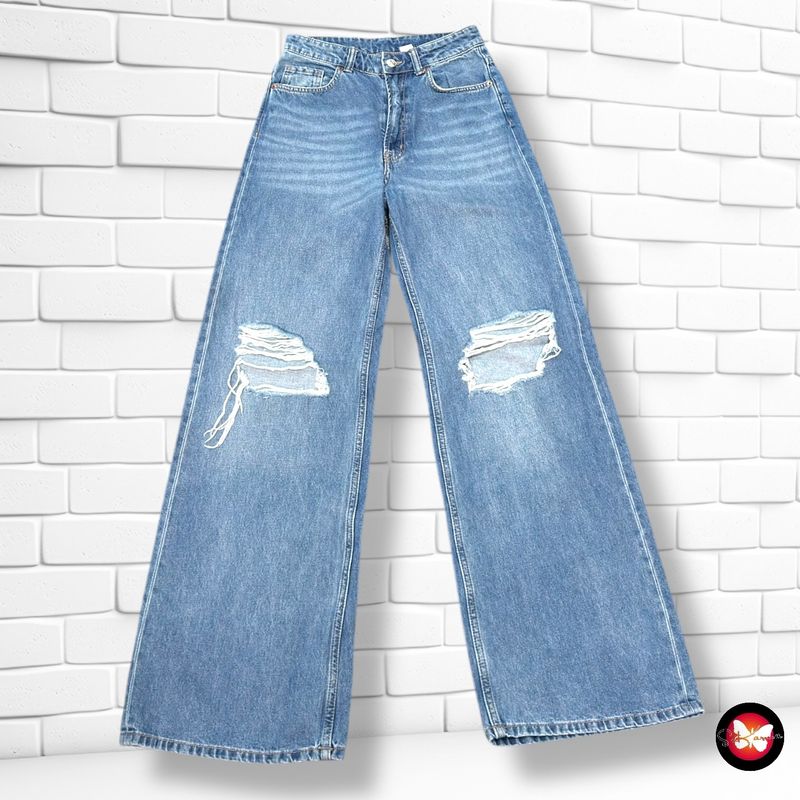 **HOY** Pantalón ancho de pierna DIVIDED color Azul vaquero Talla 36