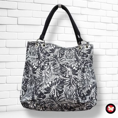 **HOY** Bolso de lona estampado  color Negro y blanco  Talla GRANDE