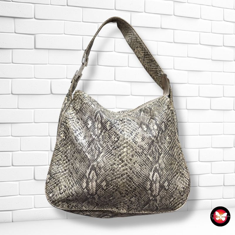 Bolso de hombro efecto serpiente  color Verde Talla GRANDE