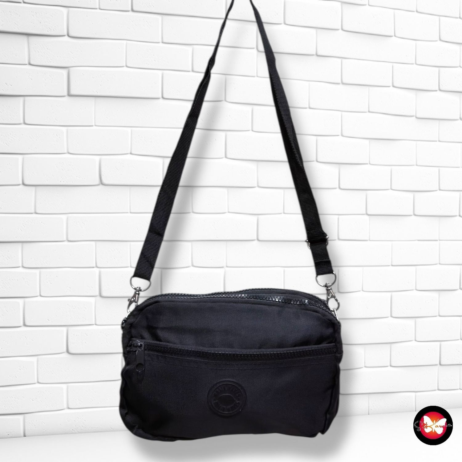 **HOY** Bolso bandolera de tela BRAIN WAVES color Negro Talla PEQUEÑO