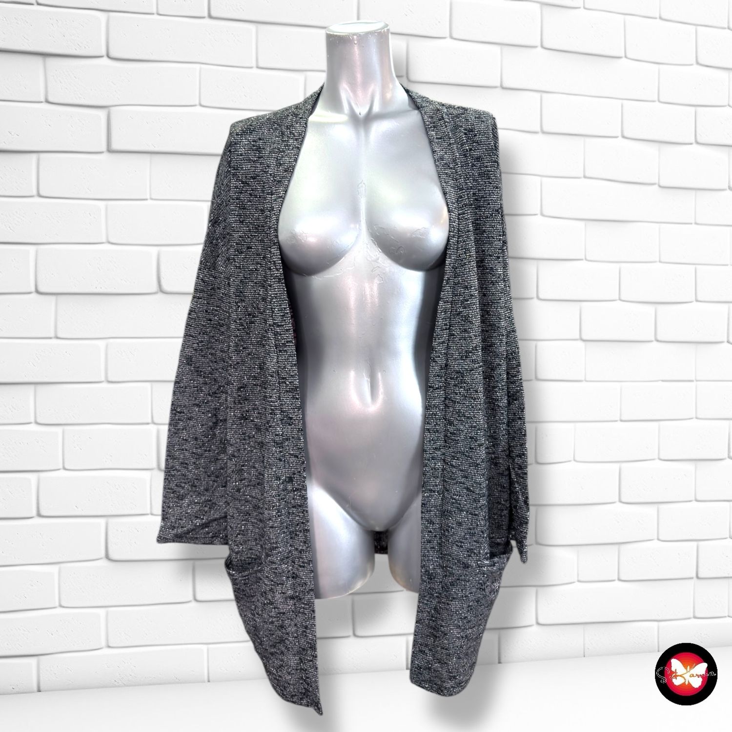 **HOY** Chaqueta de punto con lurex YESSICA color Negro y plateado Talla 46/48