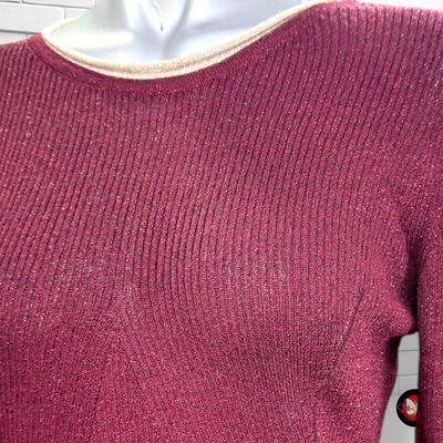 **HOY** Jersey de manga larga de lurex MANGO color Granate y dorado Talla M