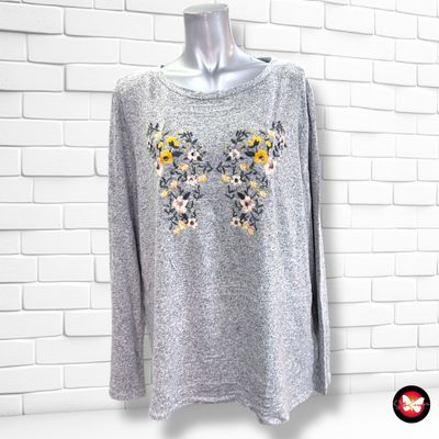 **HOY** Jersey de manga larga con flores bordadas TOM TAILOR color Gris Talla XXL
