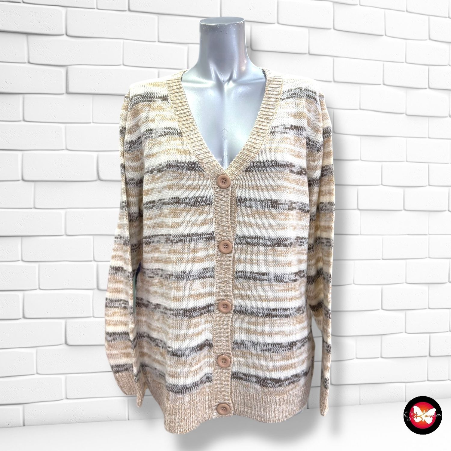 **HOY** Chaqueta de punto de rayas COLLECTION L color Beige Talla 40