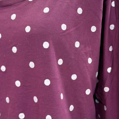 **HOY** Camiseta de lunares  Q/S color Uva y plateado Talla L