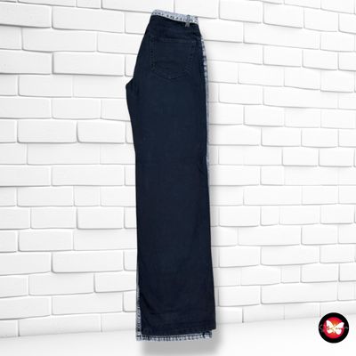 **HOY** Pantalón ancho de pierna bicolor PULL&amp;BEAR color Negro vaquero  Talla 38