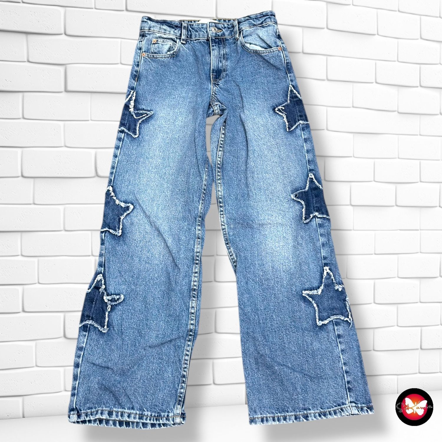 **HOY** Pantalón ancho de pierna ZARA color Azul vaquero Talla 12-13 años