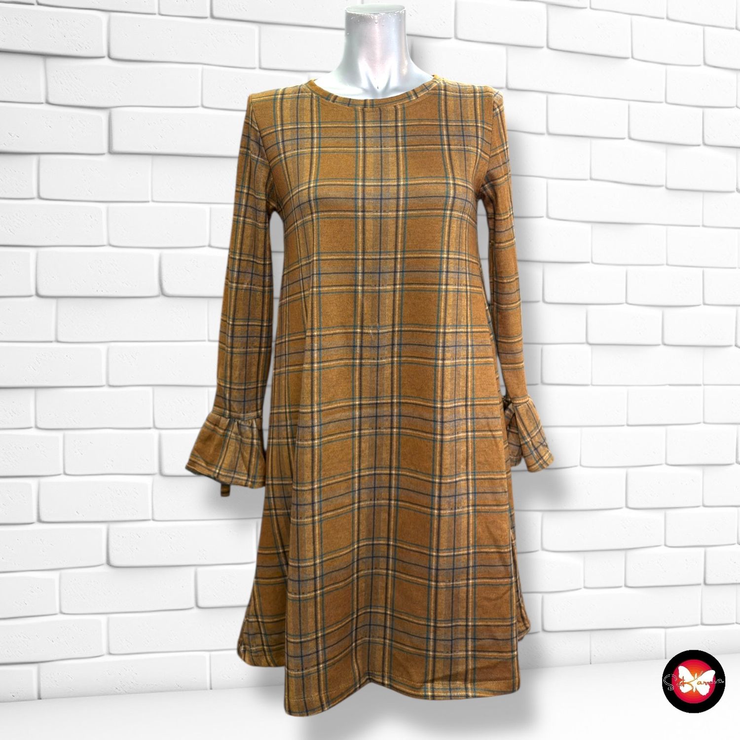 **HOY** Vestido de cuadros CELOP color Oliva Talla S