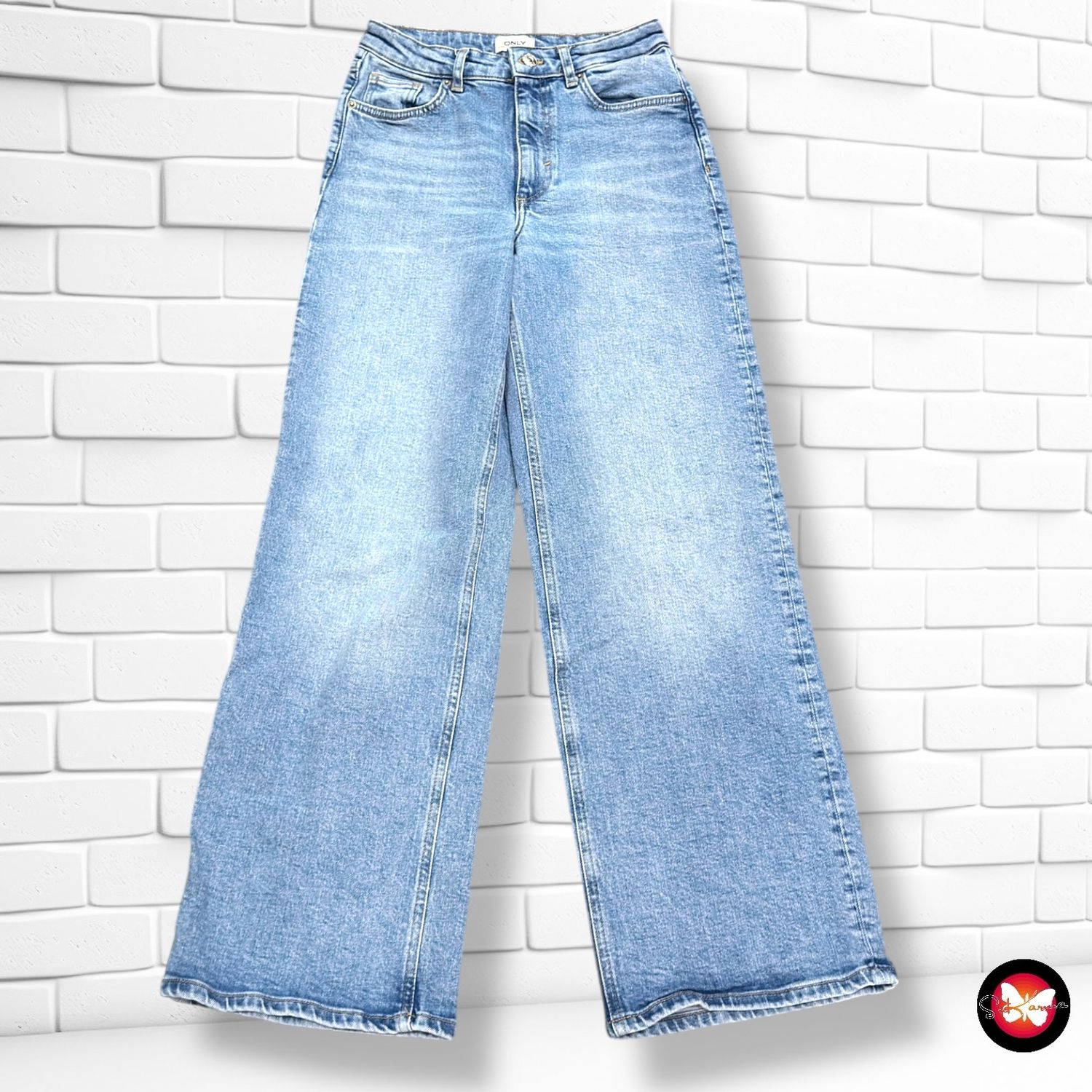 **HOY** Pantalón ancho de pierna ONLY color Azul vaquero Talla S/M (W27 L30)