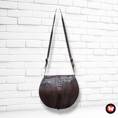 **HOY** Bolso bandolera de piel efecto cocodrilo color Marrón Talla PEQUEÑO