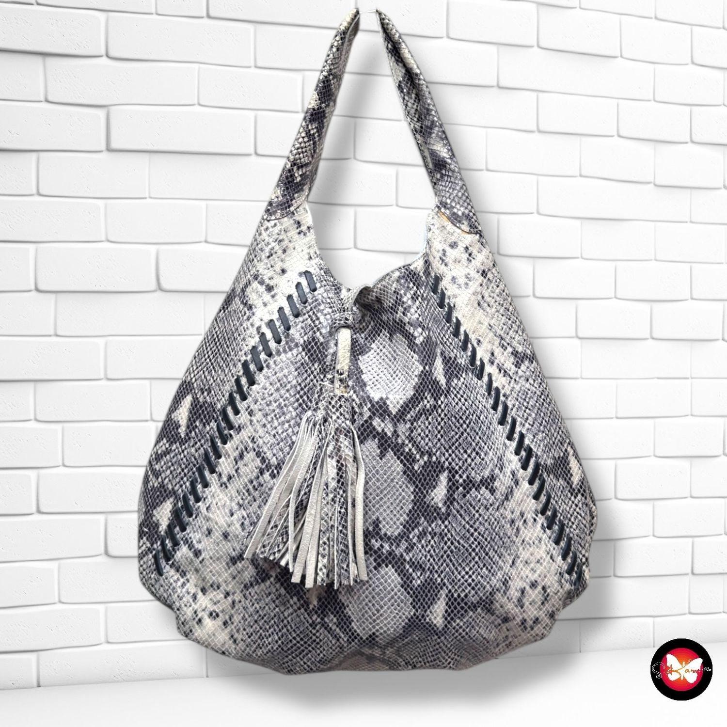 **HOY** Bolso de hombro de piel efecto serpiente  color Gris Talla GRANDE