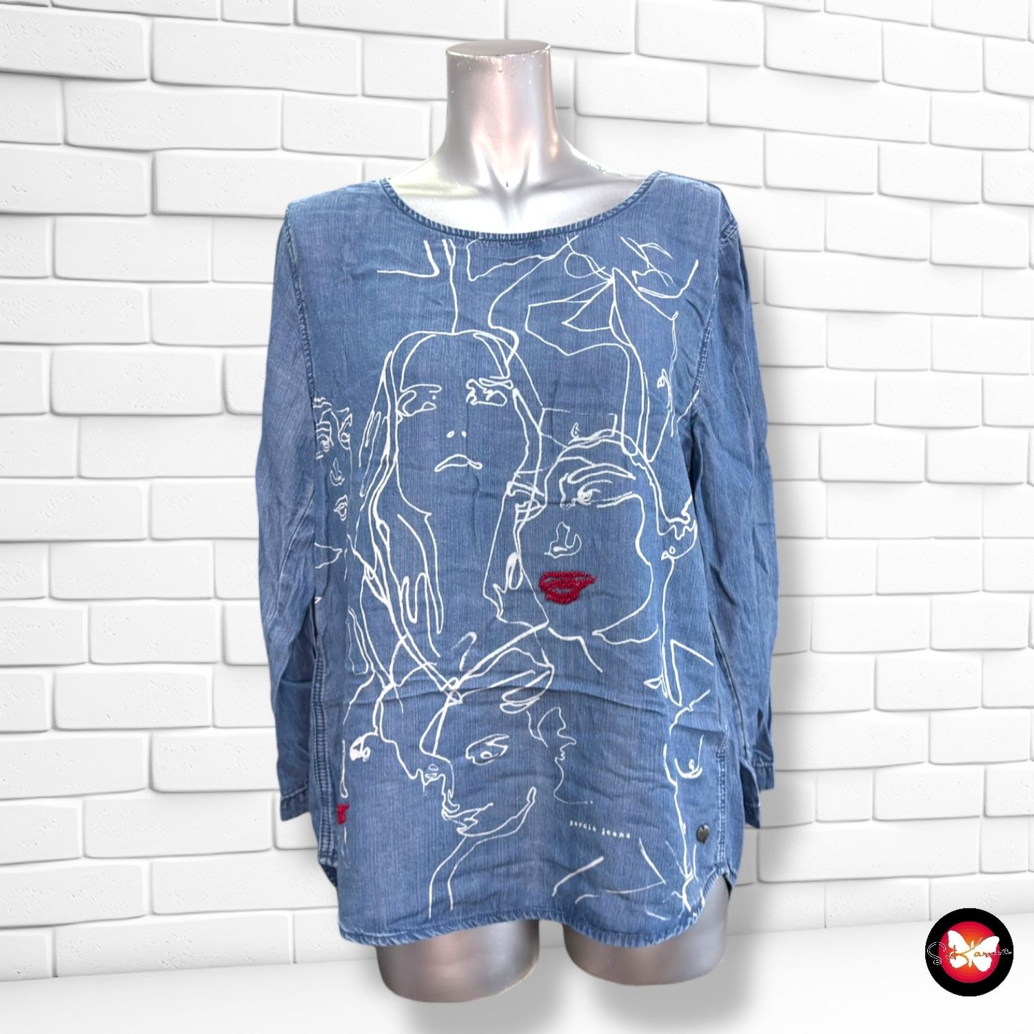 **HOY** Blusa vaquera con dibujos GARCÍA JEANS color Azul Talla M