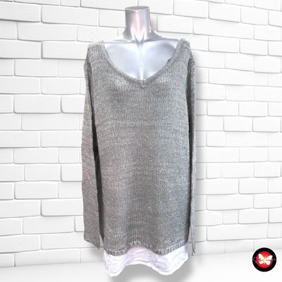 **HOY** Jersey de manga larga con lentejuelas y bajo de blusa JANINA color Gris Talla 46