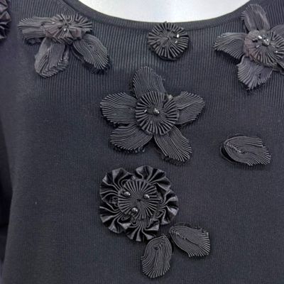 Jersey de manga larga con apliiques  color Negro Talla L