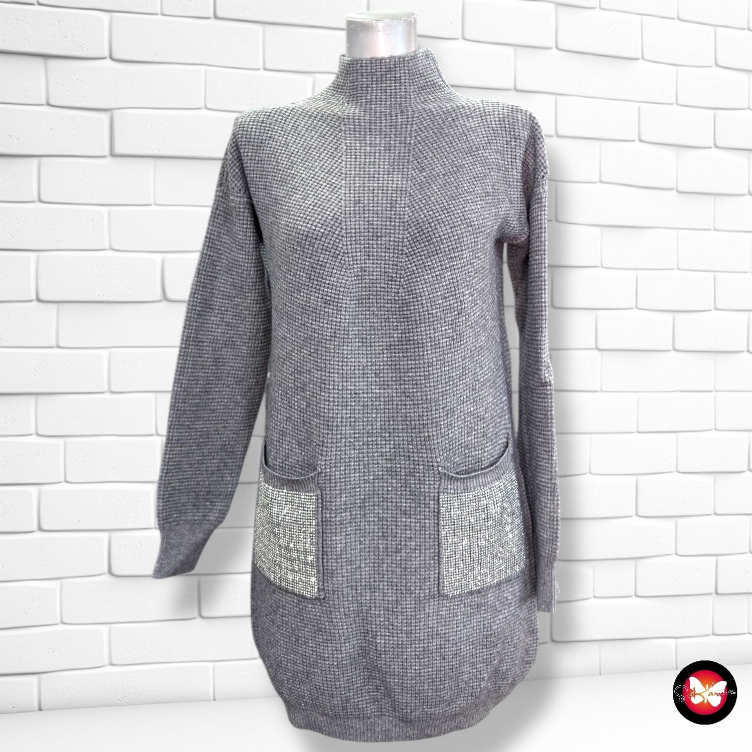 **HOY** Jersey de manga larga con brillos y bolsillos SWEET LADY color Gris Talla S/M