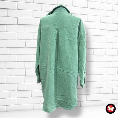 **HOY** Camisa oversized de manga larga de pana SHEIN color Verde Talla S