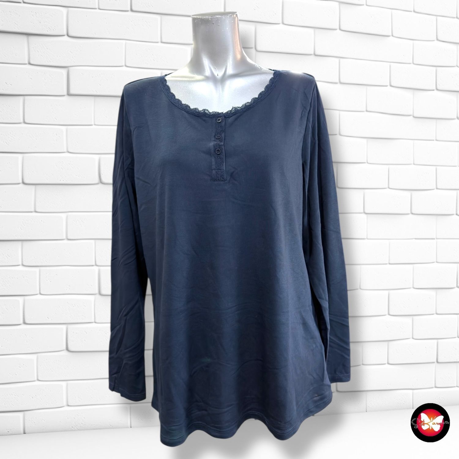 **HOY** Camiseta de manga larga con encaje MUSTANG color Azul marino Talla XL