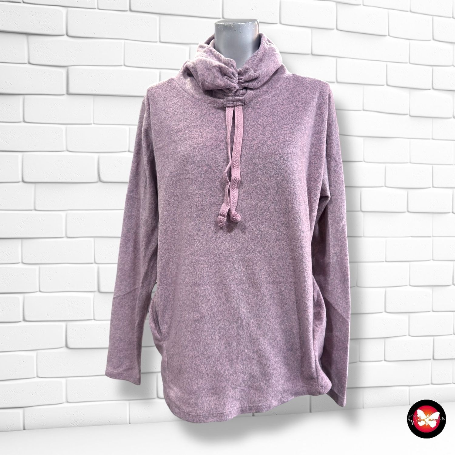 **HOY** Jersey afelpado de manga larga y cuello alto ERGEE color Malva Talla 38