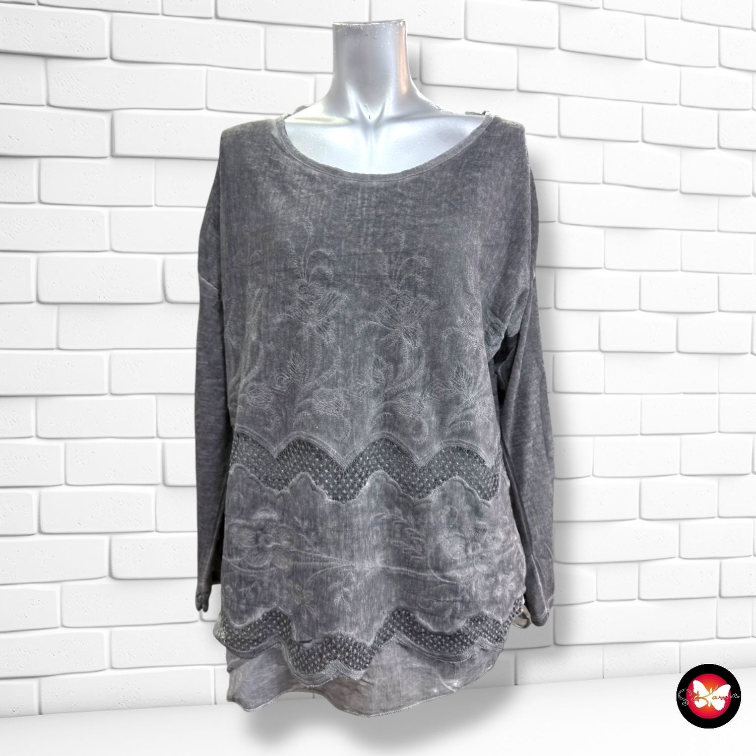 **HOY** Jersey de manga larga con detalles de blusa SURE color Gris Talla L