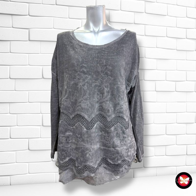 **HOY** Jersey de manga larga con detalles de blusa SURE color Gris Talla L