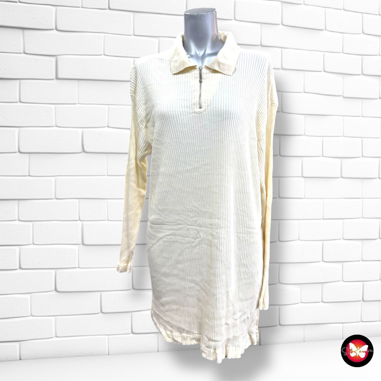 **HOY** Jersey largo de manga larga canalé SAMOON color Beige Talla 48