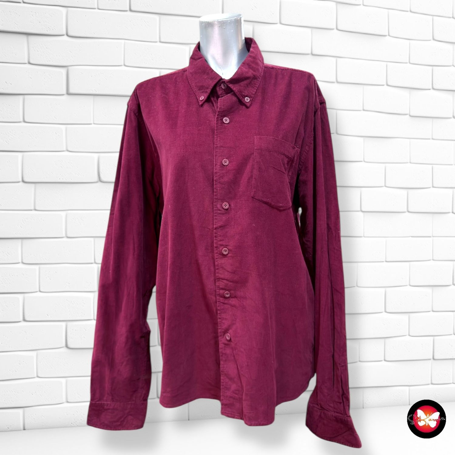 **HOY** Camisa de manga laga de pana KENVELO color Granate Talla L