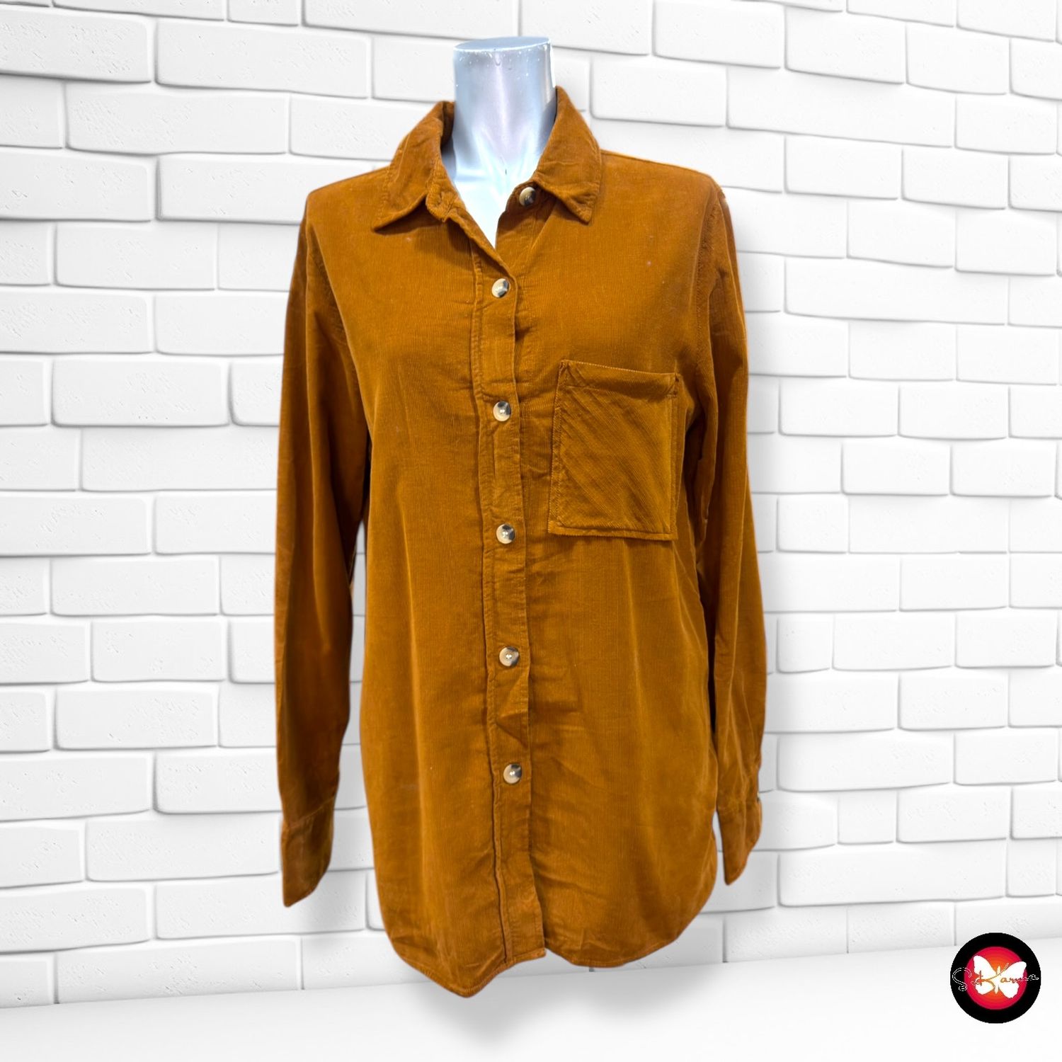 **HOY** Camisa de manga laga de pana ZARA color Caramelo Talla S