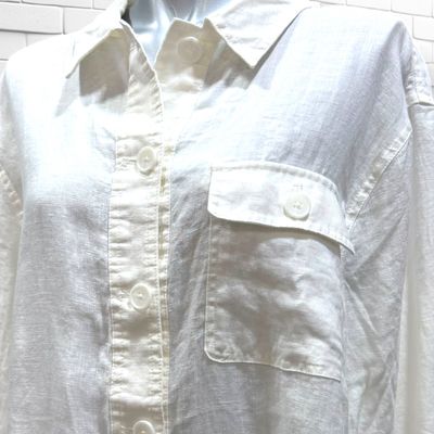 **HOY** Camisa de lino YESSICA color Blanco y negro Talla L/XL