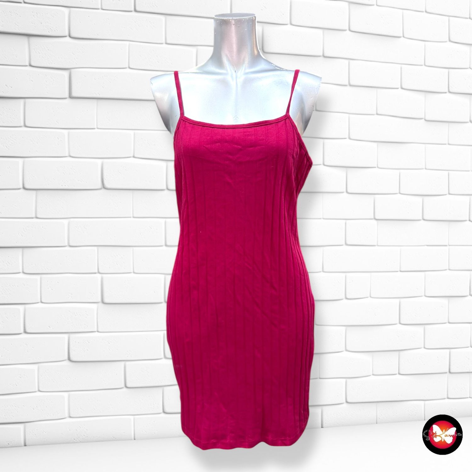 **HOY** Vestido básico canalé SHEIN color Granate Talla L