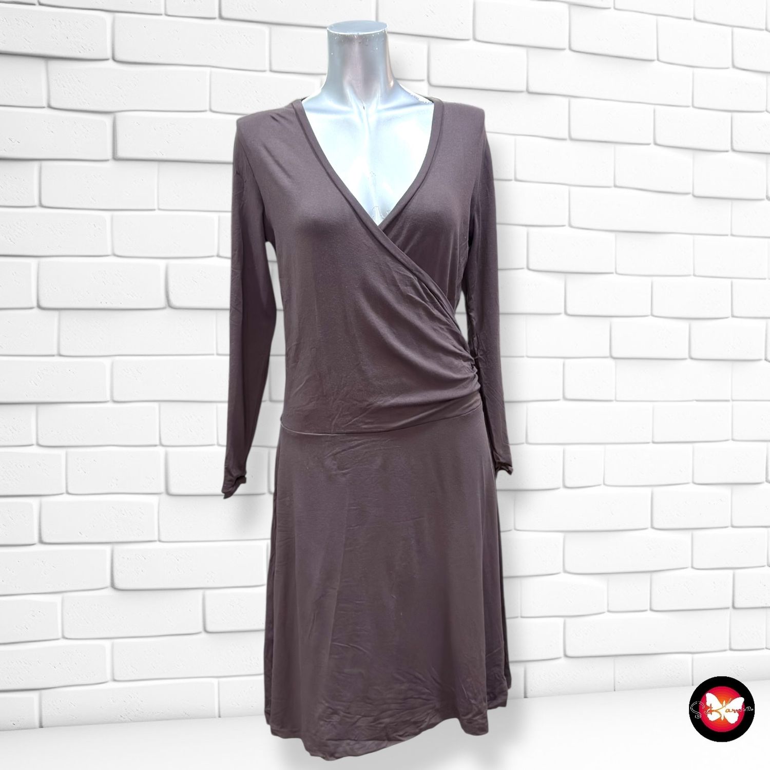 **HOY** Vestido escote cruzado  color Marrón Talla M