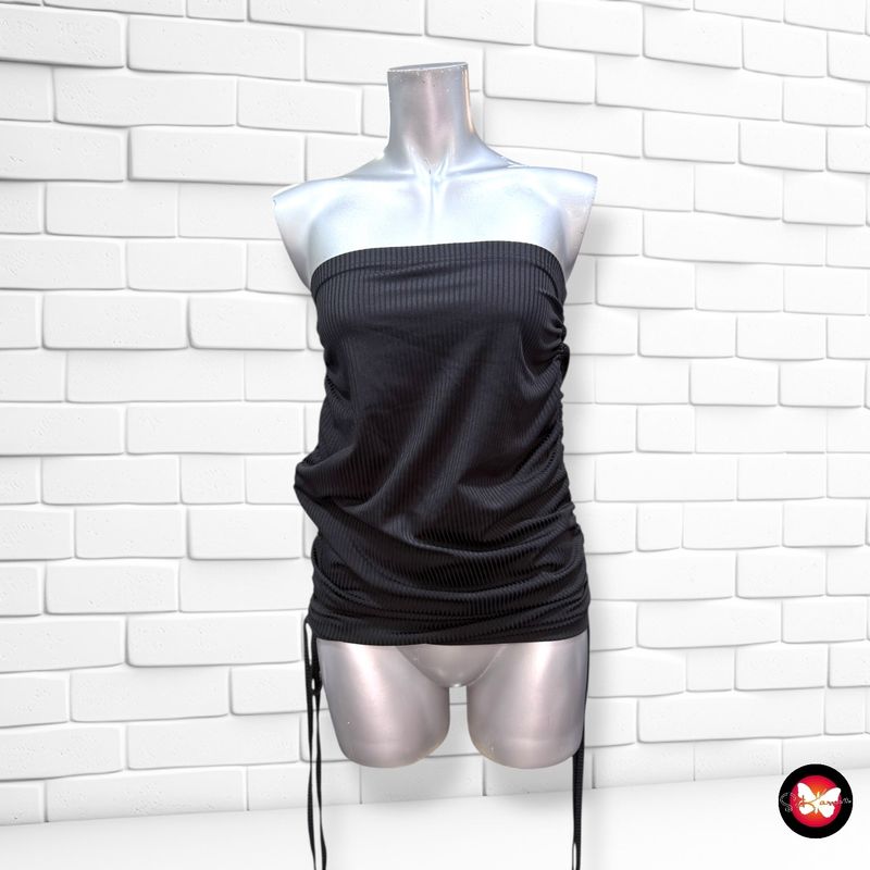 Falda canalé con drapeado SHEIN color Negro Talla S